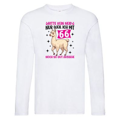 66. Geburtstag | 66 Jahre | Lama | gut aussehen Long Sleeve Weiß