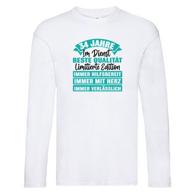 34 Jahre im Dienst | Jubiläum | Arbeit Long Sleeve Weiß
