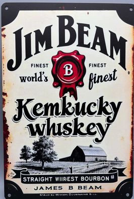 Blechschild-Jim Beam Kentucky Whiskey-20x30cm-Deko/Bar