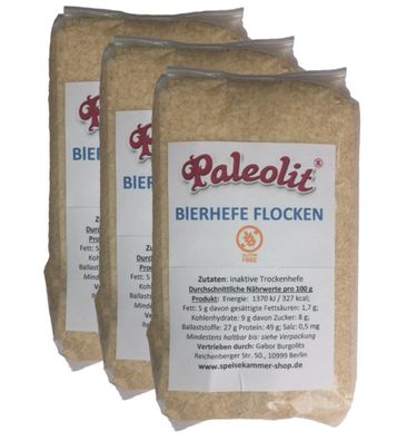 3 x 150g Bierhefe Flocken Hefeflocken Lebensmittelqualität Vegan Glutenfrei