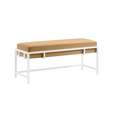 BETTSO Sitzbank dunkelbeige LAMO 80 pouffe - weißes Metallprofil
