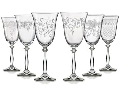 Weißweingläser Royal verschiedenen Ornamenten 250 ml 6er Set Bohemia Crystalex