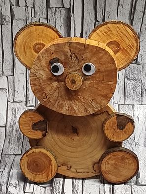 J9 Teddybär Holz Baumscheiben Holzscheiben Teddy groß Deko Bär Geburtstag