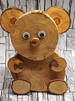 K1 Teddybär Holz Baumscheiben Holzscheiben Teddy groß Deko Bär Geburtstag