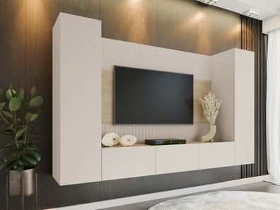 Wohnwand Deromi V Modern Wohnzimmer-Set Griffloses Öffnungssystem M24