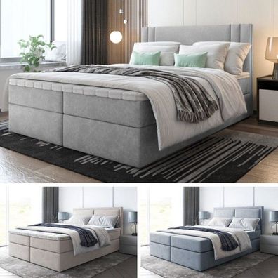 Bett Doppelbett Boxspringbett BRUNO mit Bonell-Matratze + 2 Bettkästen , H3