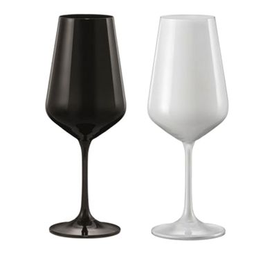 Weingläser Rotweingläser Black & White 450 ml 2er Set Kristallglas Bohemia Crystalex