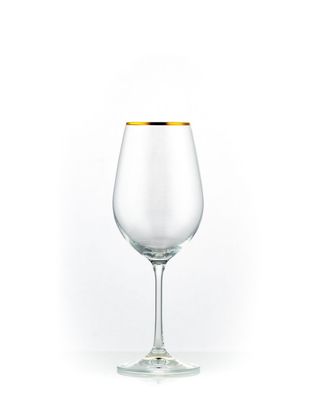 Rotweinglas Viola Gold 450 ml 6er Set Kristallglas Bohemia Crystalex