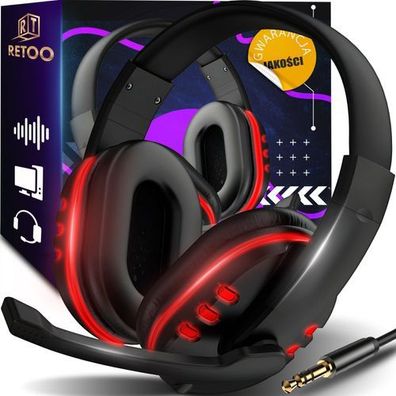 Kopfhörer mit Kabel für PS4, PS5, PC, Xbox, Gamer mit Mikrofon Retoo