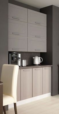Küchenzeile "Kvantum" Nischenküche 8-teilig 120cm artisan eiche Front MDF beige matt