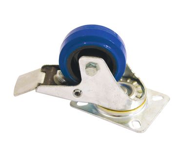 Roadinger Lenkrolle 80mm blau mit Bremse