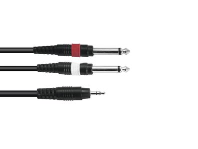 Omnitronic Adapterkabel 3,5 Klinke/2xKlinke 1,5m sw