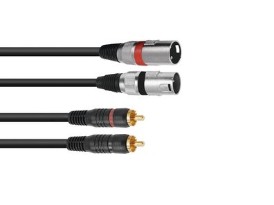 Omnitronic Adapterkabel 2xXLR(M)/2xCinch 3m sw