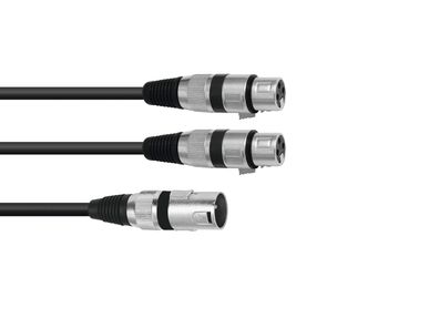 Omnitronic Adapterkabel XLR(M)/2xXLR(F) 1,5m sw