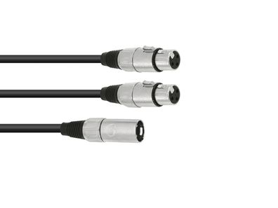 Omnitronic Adapterkabel XLR(M)/2xXLR(F) 0,5m sw