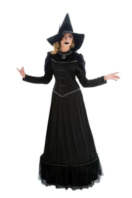 Hexenkostüm m Hut Damen schwarze Hexe m Hexenhut Kleid Karneval Halloween