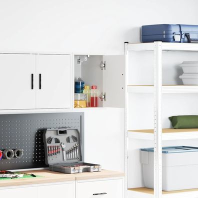 vidaXL Garagen-Wandschrank Weiß Holzwerkstoff