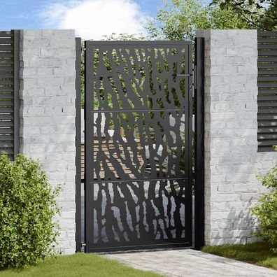 vidaXL Gartentor Schwarz 105x155 cm Stahl Spurendesign