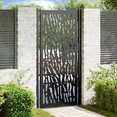 vidaXL Gartentor Schwarz 105x205 cm Stahl Spurendesign