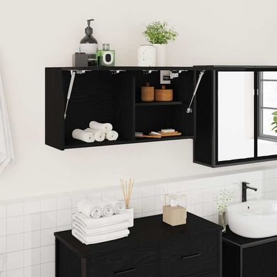 vidaXL Bad-Wandschrank Schwarz 80x25x40 cm Holzwerkstoff
