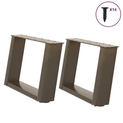 vidaXL Couchtischbeine U-Form 2 Stk. Naturstahl 40x(30-31) cm Stahl