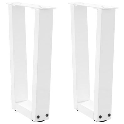 vidaXL Couchtischbeine V-Form 2 Stück Weiß 38x(42-43,3) cm Stahl