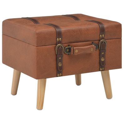 vidaXL Hocker mit Stauraum 40 cm Hellbraun Kunstleder