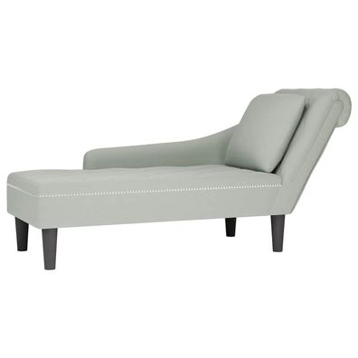vidaXL Chaiselongue mit Kissen und Rechter Armlehne Hellgrau Samt
