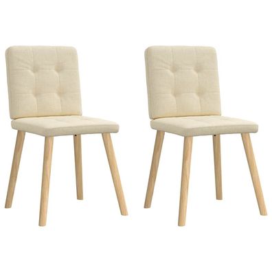 vidaXL Esszimmerstühle 2 Stk. Creme Stoff