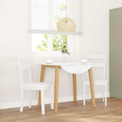 vidaXL Esszimmerstühle 2 Stk. Weiß Massivholz Gummibaum