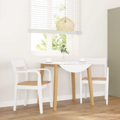 vidaXL Esszimmerstühle 2 Stk. Weiß Massivholz Gummibaum