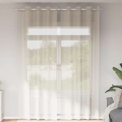 vidaXL Voile Vorhänge mit Ösen 2 Stk. Creme 140x300 cm