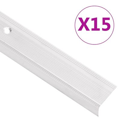 vidaXL Treppenkantenprofile in L-Form 15 Stk. Aluminium 100 cm Silbern