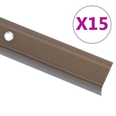 vidaXL Treppenkantenprofil in L-Form 15 Stk. Aluminium 90 cm Braun