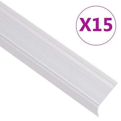 vidaXL Treppenkantenprofile in L-Form 15 Stk. Aluminium 90 cm Silbern