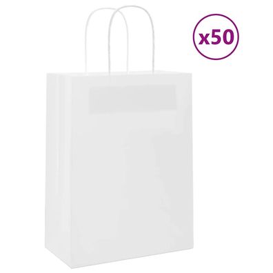 vidaXL Papiertragetaschen 50 Stk. mit Henkeln Weiß 21x11x28 cm