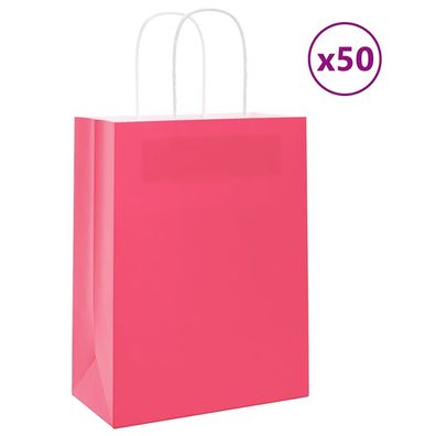 vidaXL Papiertragetaschen 50 Stk. mit Henkeln Rosa 21x11x28 cm