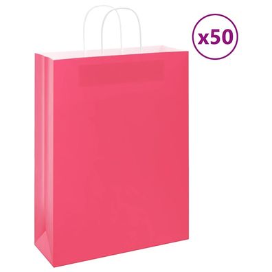 vidaXL Papiertragetaschen 50 Stk. mit Henkeln Rosa 32x12x42 cm