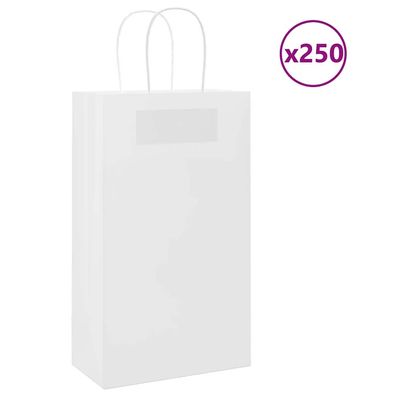 vidaXL Papiertragetaschen 250 Stk. mit Henkeln Weiß 21x11x36 cm