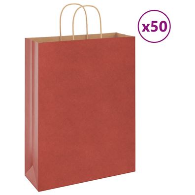 vidaXL Papiertragetaschen 50 Stk. mit Henkeln Rot 32x12x42 cm