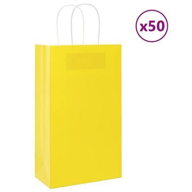 vidaXL Papiertragetaschen 50 Stk. mit Henkeln Gelb 21x11x36 cm