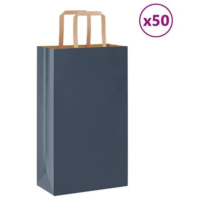 vidaXL Papiertragetaschen 50 Stk. mit Henkeln Blau 21x11x36 cm