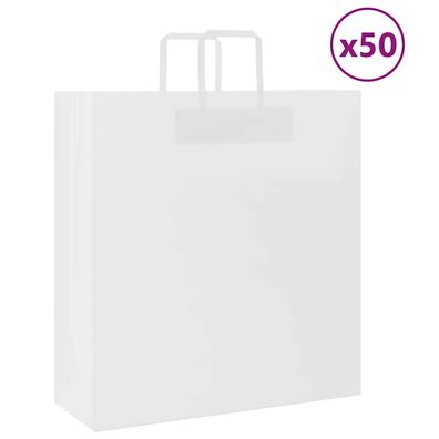 vidaXL Papiertragetaschen 50 Stk. mit Henkeln Weiß 45x17x48 cm