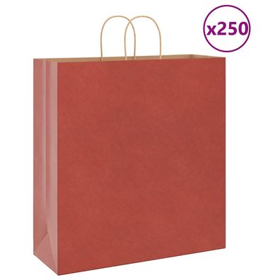 vidaXL Papiertragetaschen 250 Stk. mit Henkeln Rot 45x17x48 cm