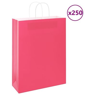 vidaXL Papiertragetaschen 250 Stk. mit Henkeln Rosa 32x12x42 cm