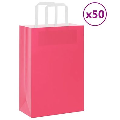 vidaXL Papiertragetaschen 50 Stk. mit Henkeln Rosa 21x11x31 cm