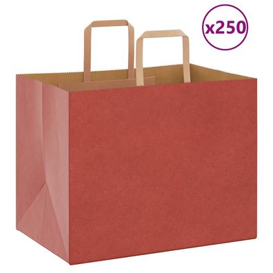 vidaXL Papiertragetaschen 250 Stk. mit Henkeln Rot 32x22x24 cm