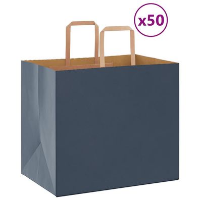vidaXL Papiertragetaschen 50 Stk. mit Henkeln Blau 32x22x28 cm