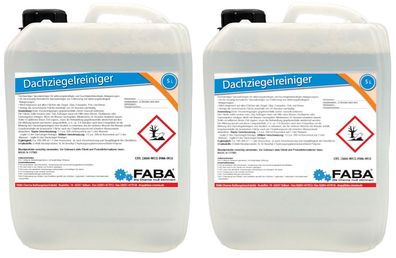 FABA Dachziegelreiniger Konzentrat, Dachziegel Reiniger 2 x 5 L