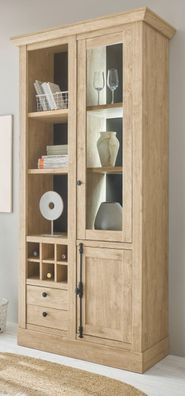 Vitrine Eiche Gold Landhaus Vitrinenschrank mit Soft-Close Schrank Dorset 105x214 cm